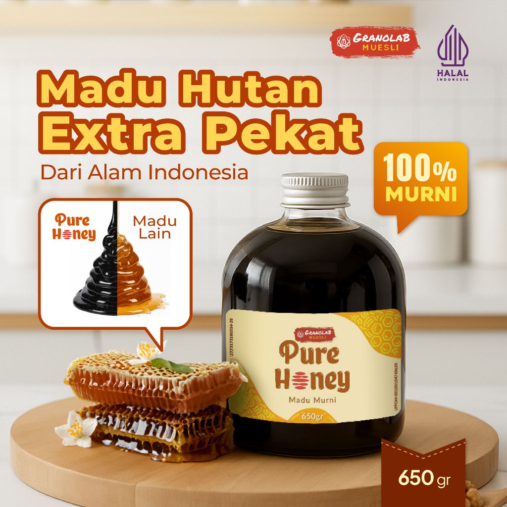 Madu Hutan Asli 100% - Pure Honey Granolab Muesli | Madu Murni Tanpa Campuran