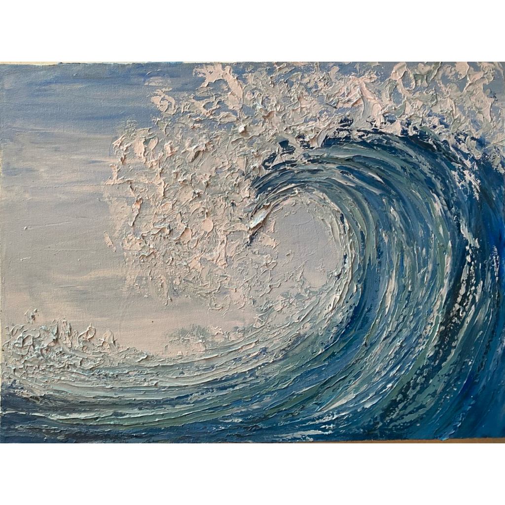 Lukisan Ombak Pantai, Lukisan Pantai, Lukisan canvas buatan tangan