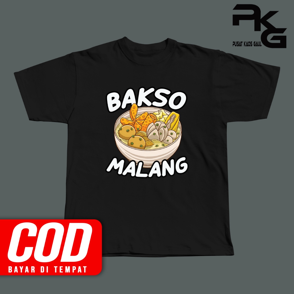 Kaos Pria BAKSO MALANG  FREE CUSTOM NAMA Kaos Meme / Kaos Plesetan / Kaos Pollycotton 24s
