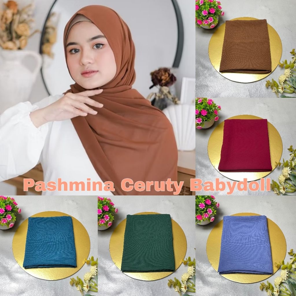 pashmina pengantin ceruti / pashmina ceruti babydoll / pashmina ceruty premium / pashmina pengantin 