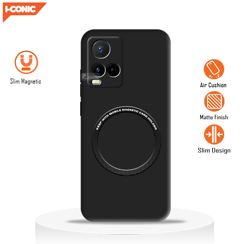 Soft Case Vivo Y21 / Y21S / Y21A / Y21T Case Ultra Slim Premium Black Matte Magnetic Ring Casing