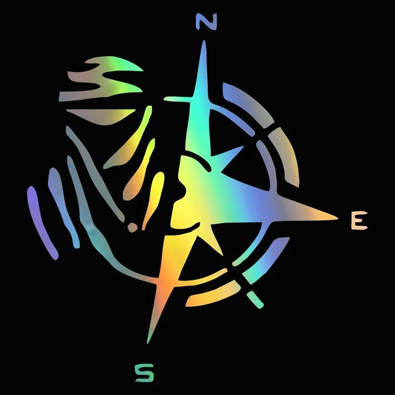 G115 12X13CM Stiker Mobil Desain Kreatif Kepribadian Fashion Kompas PvcDekorasi Aksesoris Penutup Ta