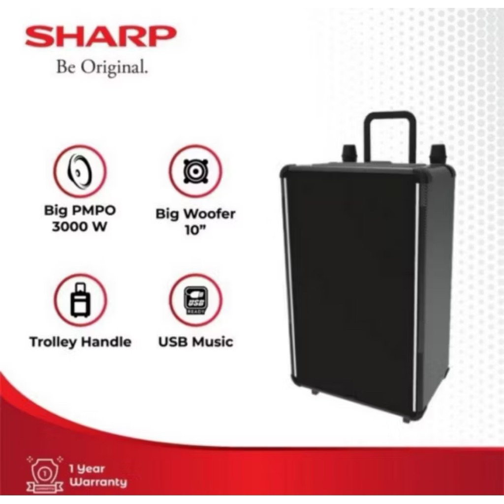 SHARP SPEAKER CBOX TR10CBL FREE 2 MIC WIRELESS- SPEAKER TROLLEY SHARP 10 INCH - SPEAKER SHARP 10 INC