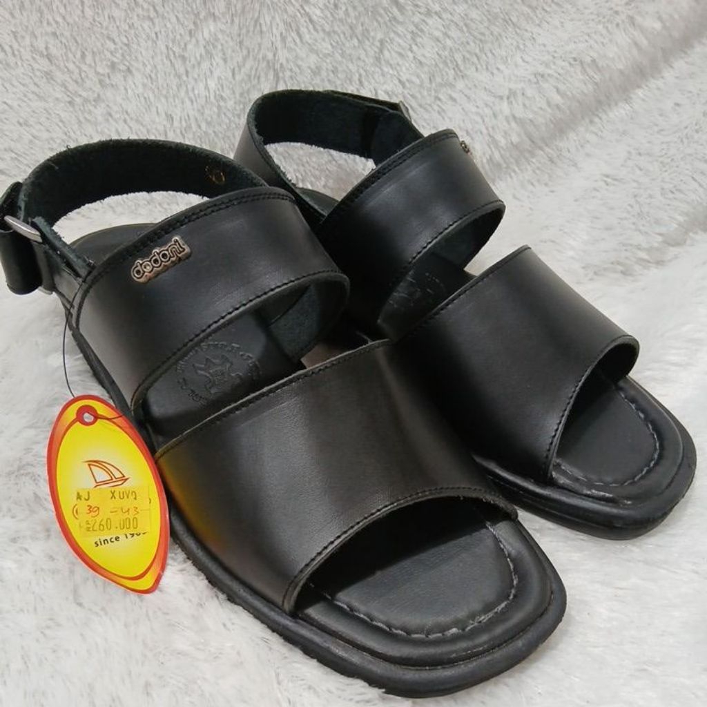 Sendal tali belakang pria dewasa dodoni kulit asli AS 600 BLACK