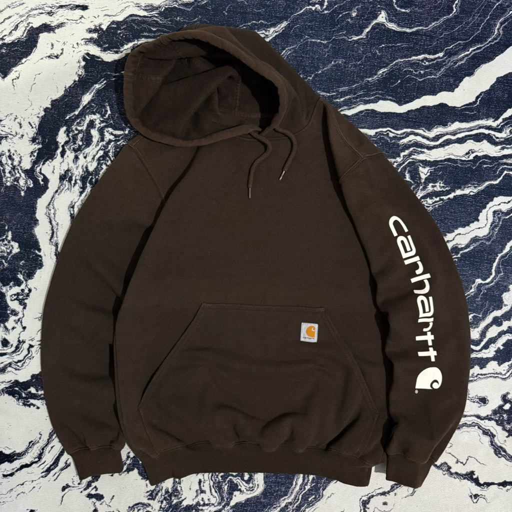 Carhartt spell out hoodie drkbrown