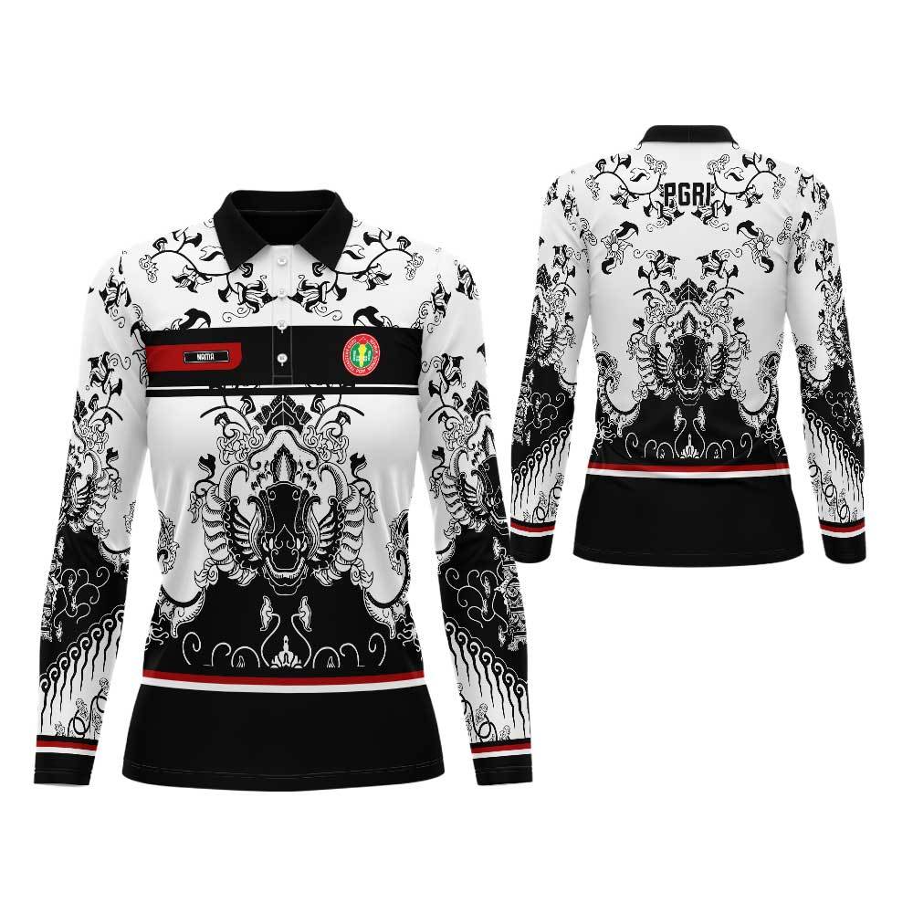 Baju Polo Guru Batik PGRI Wanita / Kaos Batik Guru PGRI Fullprinting