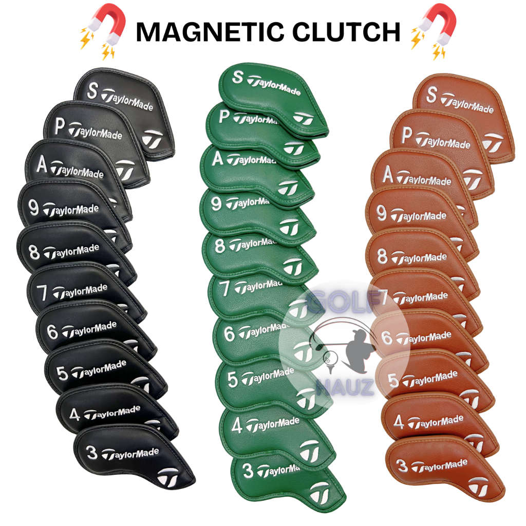 Solid Color Magnetic Clutch Open Head Cover Iron Clubs Golf Stik Pelindung Hat Leather Kulit Tebal M