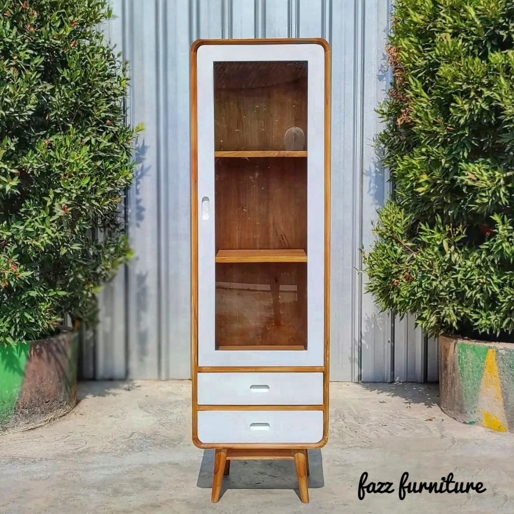 Lemari pajangan lemari hias rak buku minimalis modern jati