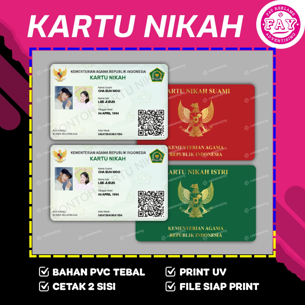 KARTU NIKAH, ID CARD, MEMBER CARD, PHOTOCARD, FAY REKLAME, ID UV