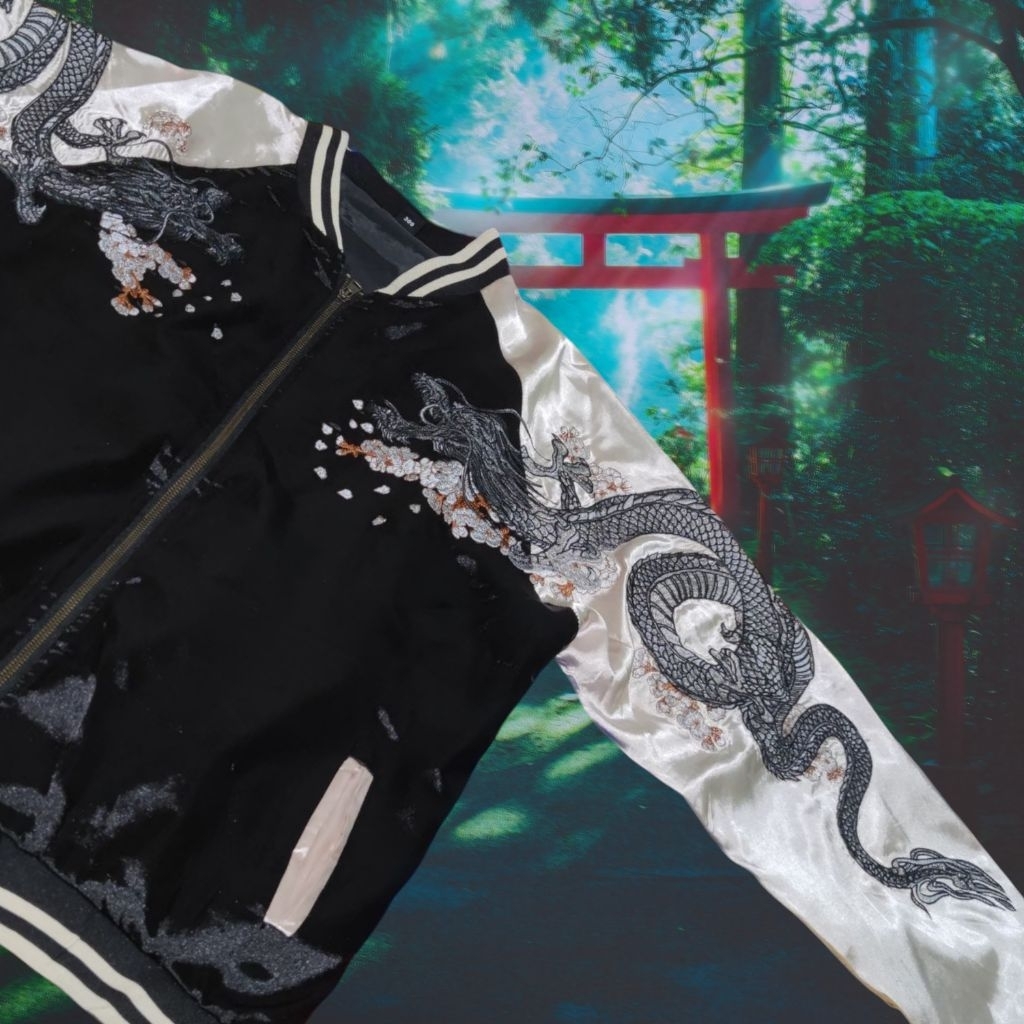 SUKAJAN DRAGON RYU MOON SAKURA FULL BORDIR [ RARE COLLECTION ]