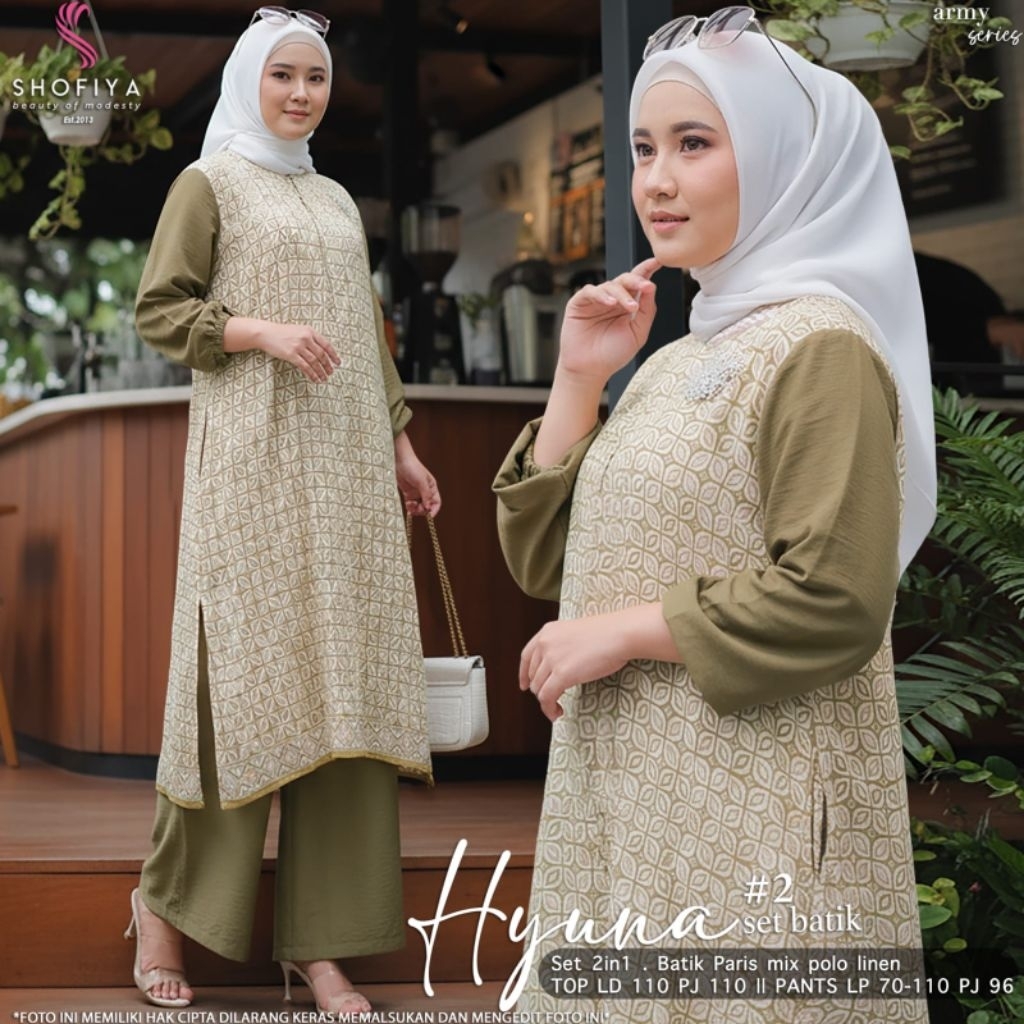 STELAN KULOT JUMBO HYUNA ORI SHOFIYA, ONE SET KULOT, STELAN KULOT BATIK, DAILY SET BATIK, SETELAN CE