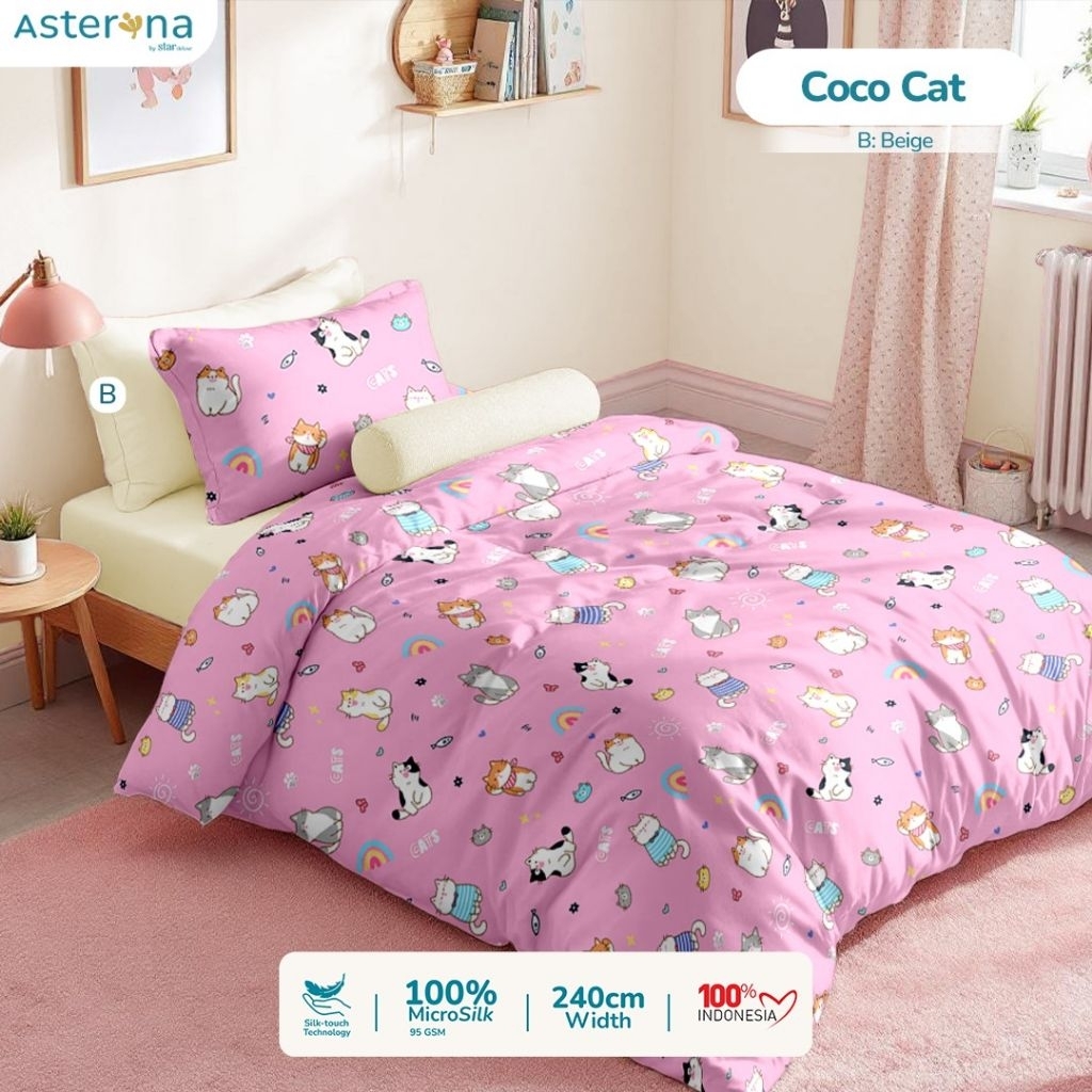 Sprei anti geser motif kucing coco cat ukuran dan tinggi lengkap sprei 90x200 sprei 100x200 sprei 12