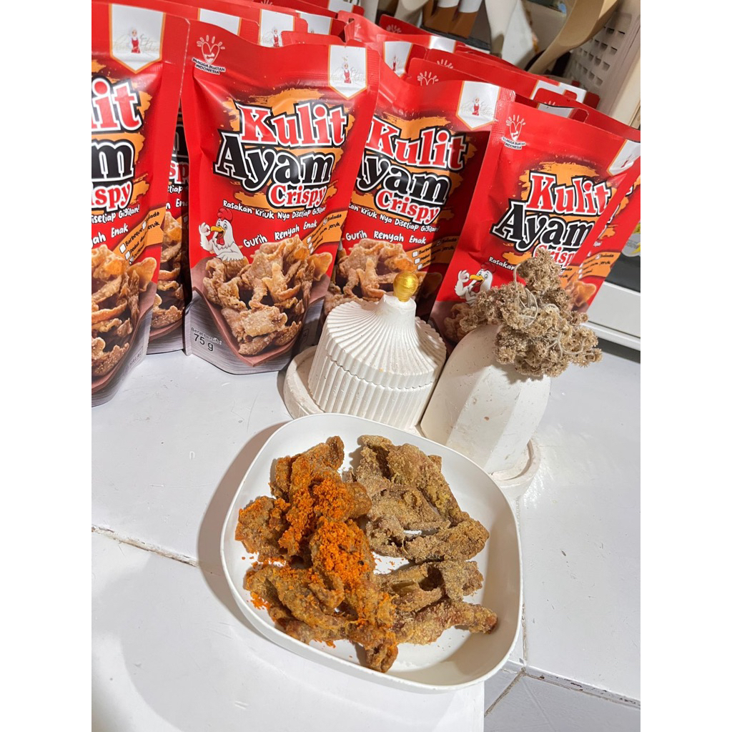 Kulit Ayam Crispy 75gr (Original, Pedas Balado, Pedas Daun Jeruk)