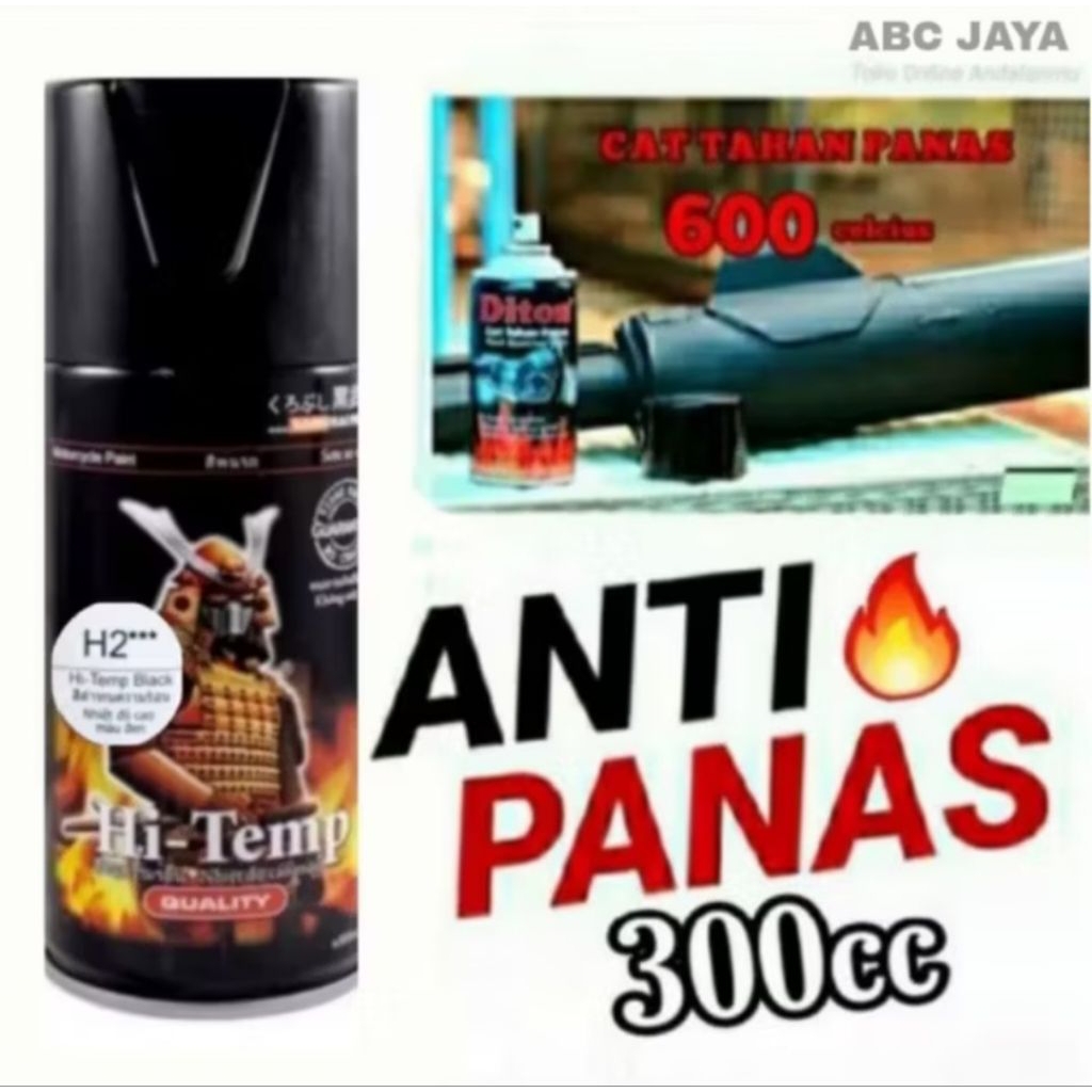 Cat Samurai H2 Hi-Temp Black 300ml Anti Panas Hi Temp Hitemp Hitem Knalpot Mesin Hitam Anti Bakar Hi