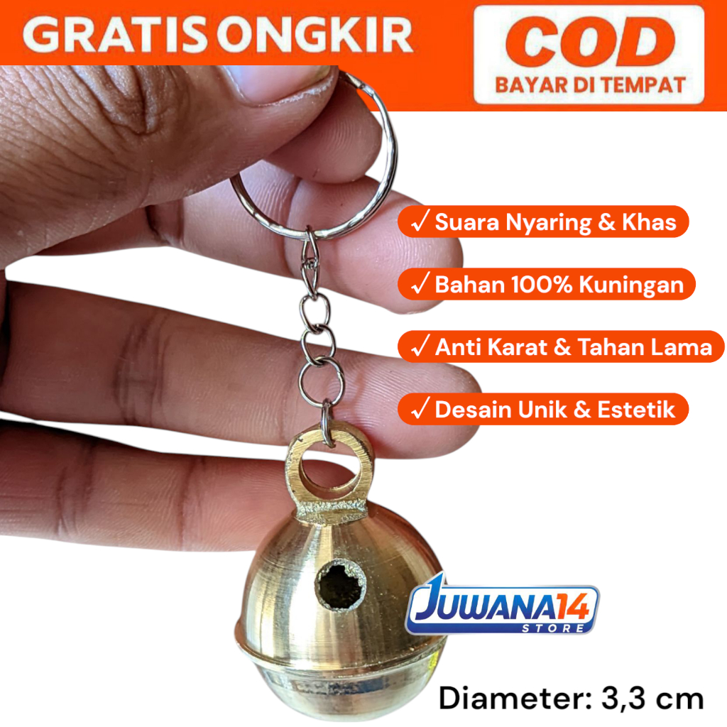 Gantungan Kunci Lonceng Kuningan Asli No 1 2 3 4 5 6 Kerincing Nyaring Souvenir Hadiah Unik Klasik