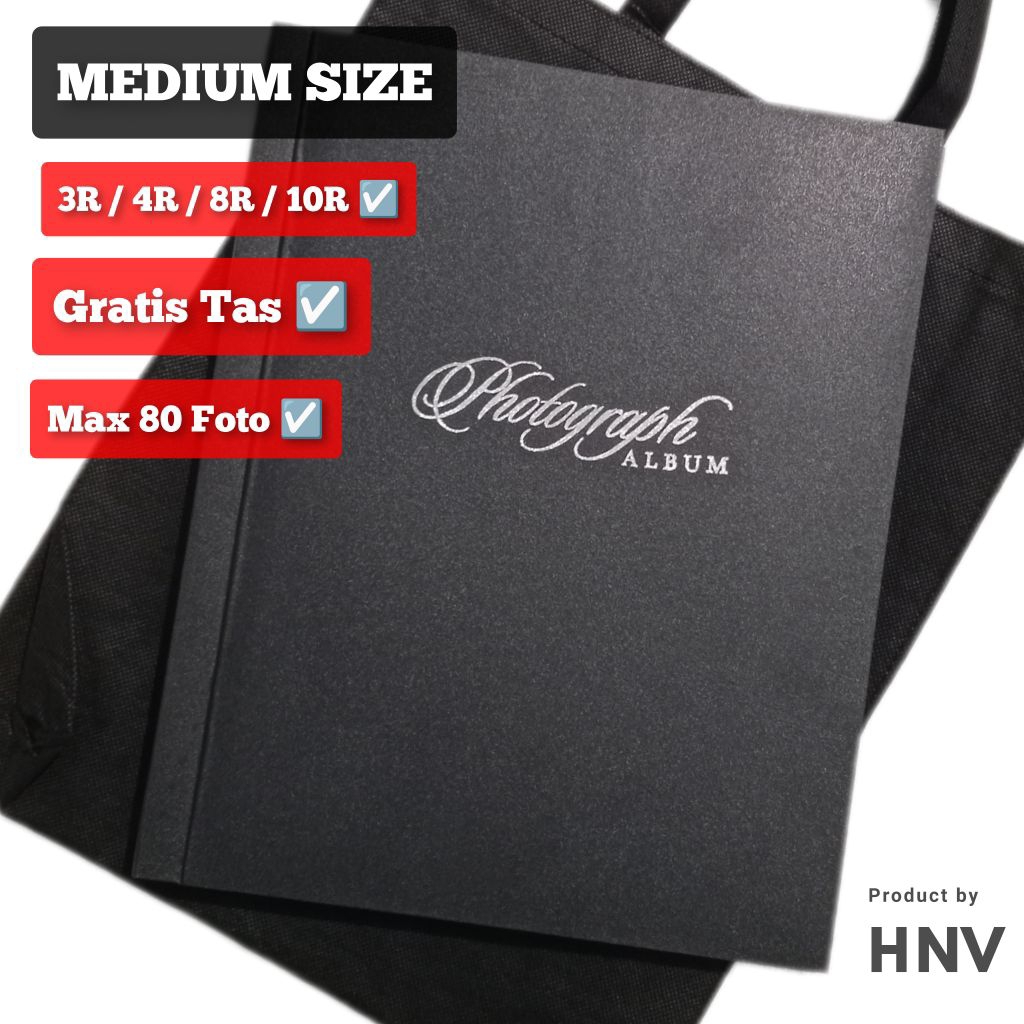 Hjr - [ BEST PRODUCT ] Buku Album Foto Wedding & Famili Magnetic Tempel Background Sheet Hitam