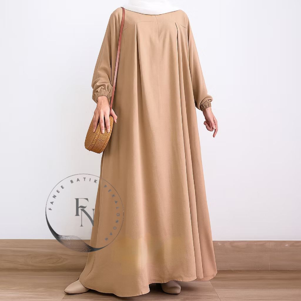 Gamis Crinkle Airflow / Gamis Polos Stylish / Dress Simple Elegan / Gamis Muslim Busui Sleting Jumbo