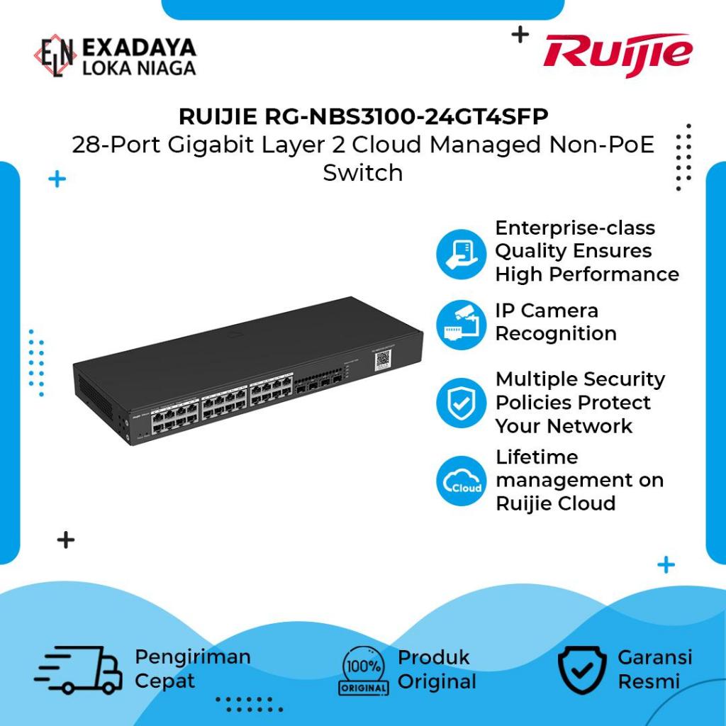 RUIJIE RG-NBS3100-24GT4SFP-V2 , 24-Port Gigabit + 4 SFP Layer 2 Cloud Managed Switch