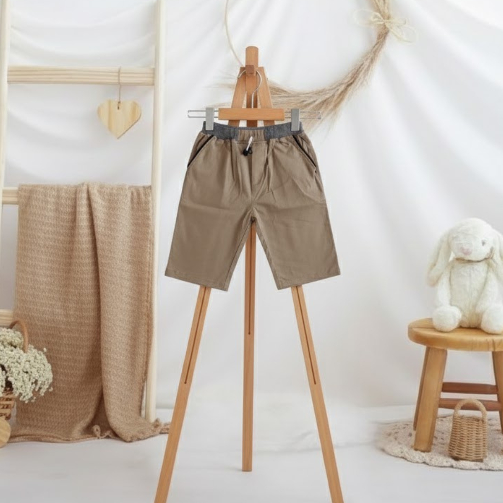 Celana Pendek Anak Laki laki 3-12 thn, Celana Chino Warna Hitam Elnino