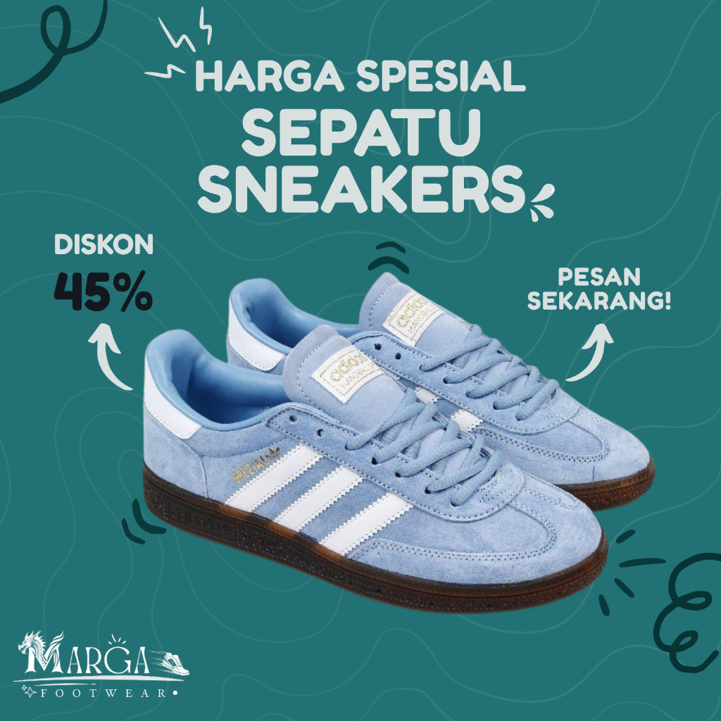 Sepatu Sneakers Casual Ad1das Spezial Handball Ice Blue Terbaru 38-44 -Marga Footwear