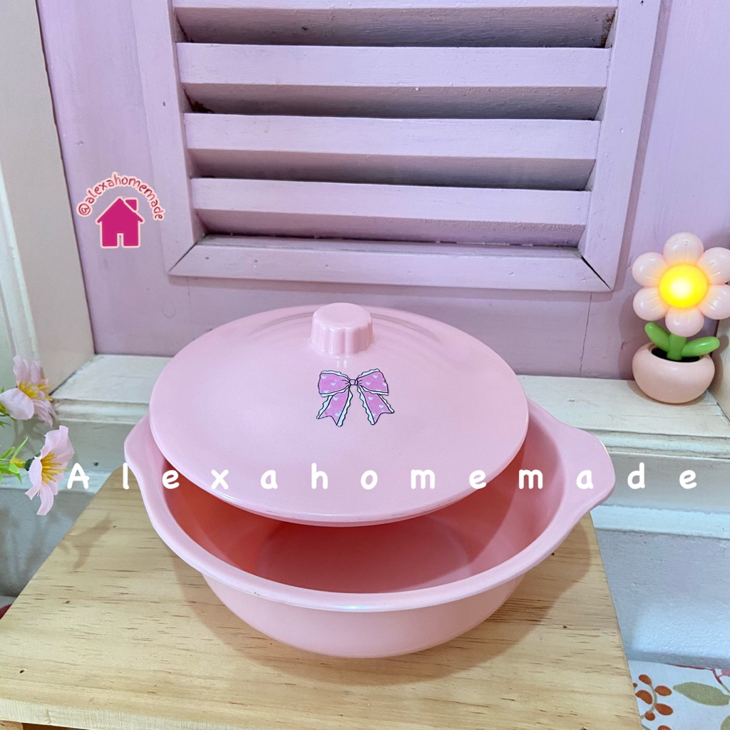 MANGKOK SAJI COQQUATE MELAMIN PINK + TUTUP/mangkok soup/mangkok melamin