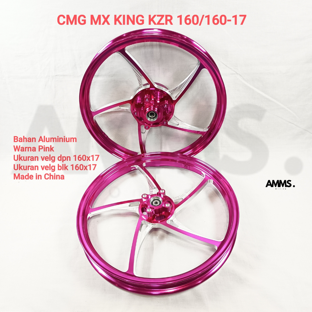 SEPASANG VELG CMG MOTOR MX KING KZR UK.160/160 RING 17 WARNA PINK / UNGU / HITAM / BIRU