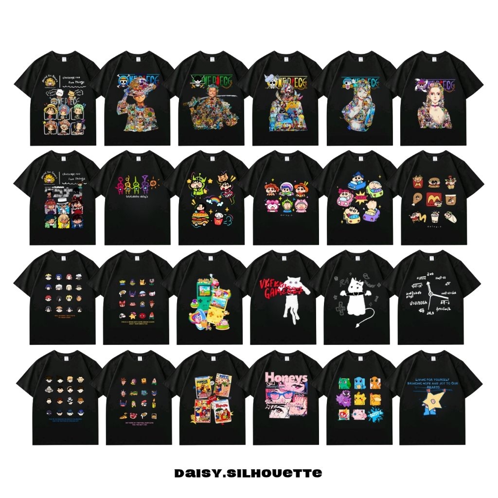 KAOS TSHIRT UNISEX STYLE JEPANG AESTHETIC || MOTIF ANIME ONE PIECE DETECTIVE CONAN SHINCHAN NARUTO P