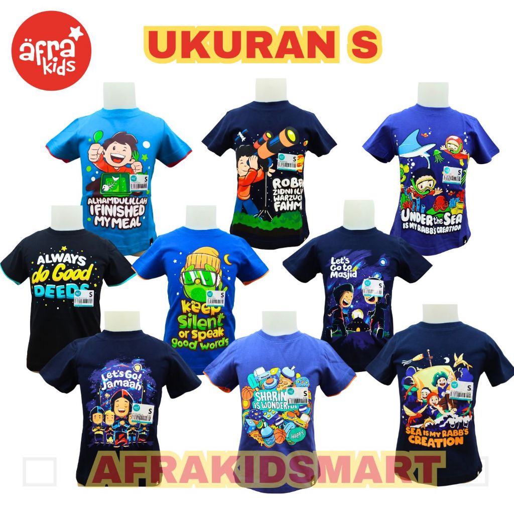 Afra Kids Kaos Anak Lengan Pendek Ukuran S | AF196 AF198 AF202 AF207 AF209 AF215 AF233 AF270 AF283