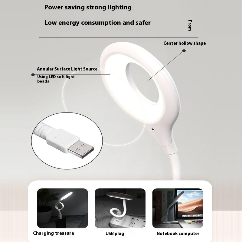 Ring Light USB Mini Portable/ Lampu LED Meja Multifungsi Flexible untuk Laptop & PC