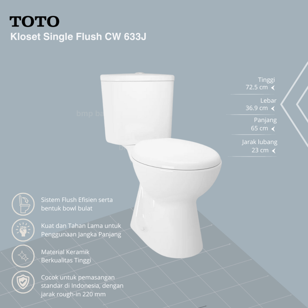 KLOSET DUDUK TOTO SINGLE FLUSH CW633J / SW633JP
