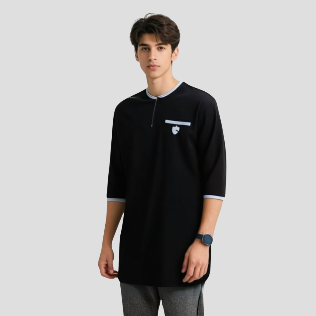 Bayezid Koko Kurta Kaos Zipper Lengan 3/4