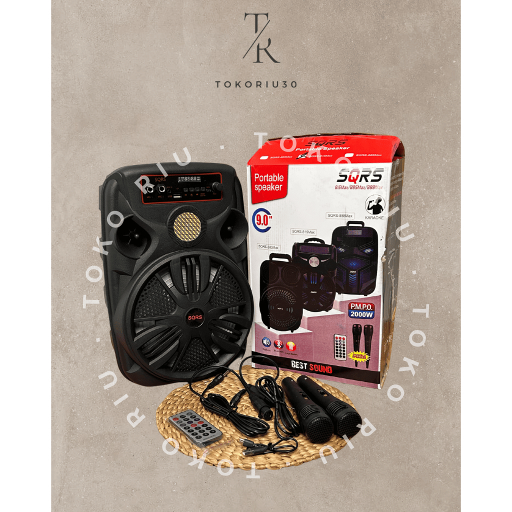 Speaker SQRS 9 inch tipe 888max / 815max / 885 / speaker dengan 2 mic