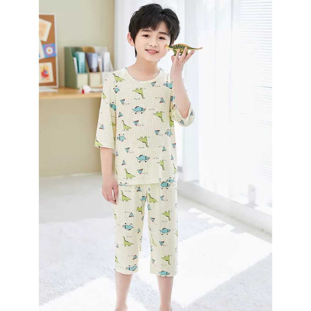 RYU- PAJAMAS SET TENCEL ANAK SET DINO- PIYAMA BAJU TIDUR ANAK TENCEL- BAJU TIDUR ANAK TENCEL