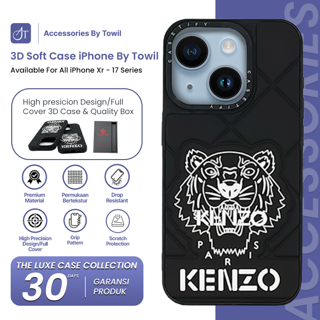 Case Casing Kenzo Softcase iPhone 11 12 13 14 15 16 PRO MAX Camo Army Soft Case Tahan Banting Motif 