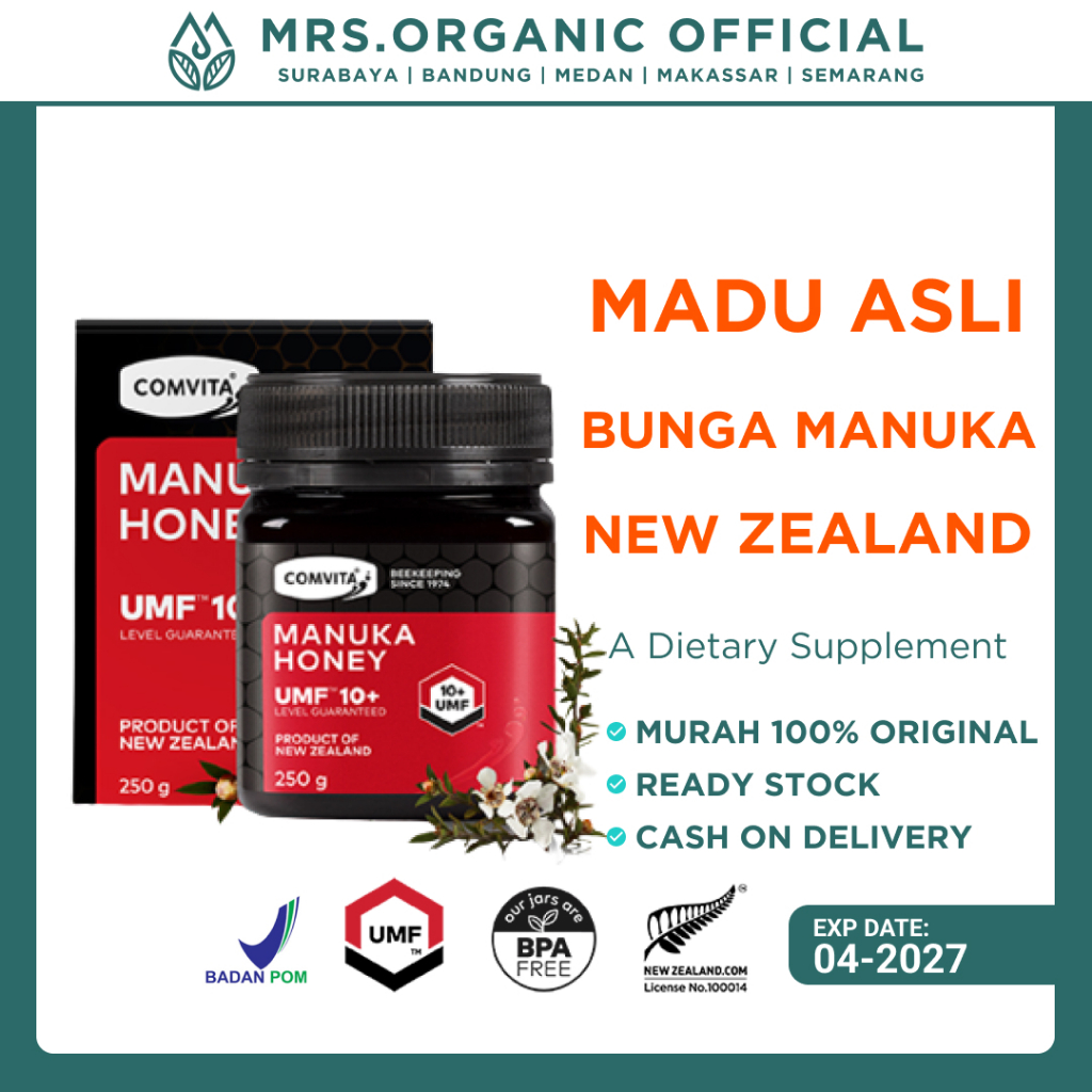 Comvita Manuka Honey UMF 10+ 250g | Madu Manuka Asli New Zealand Terbaik | 100% Murni Alami Berserti