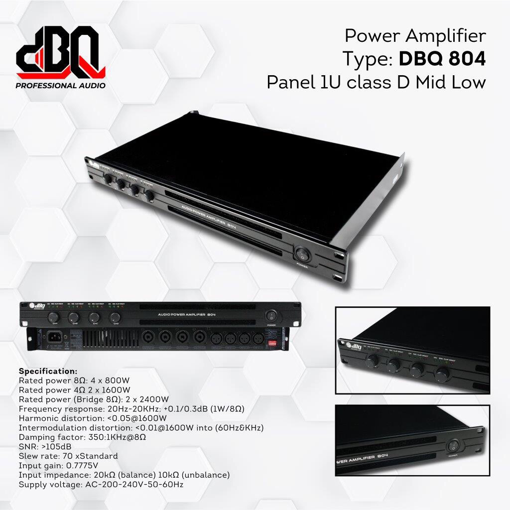 Power Amplifier DBQ 804 4 Chanel Panel 1U