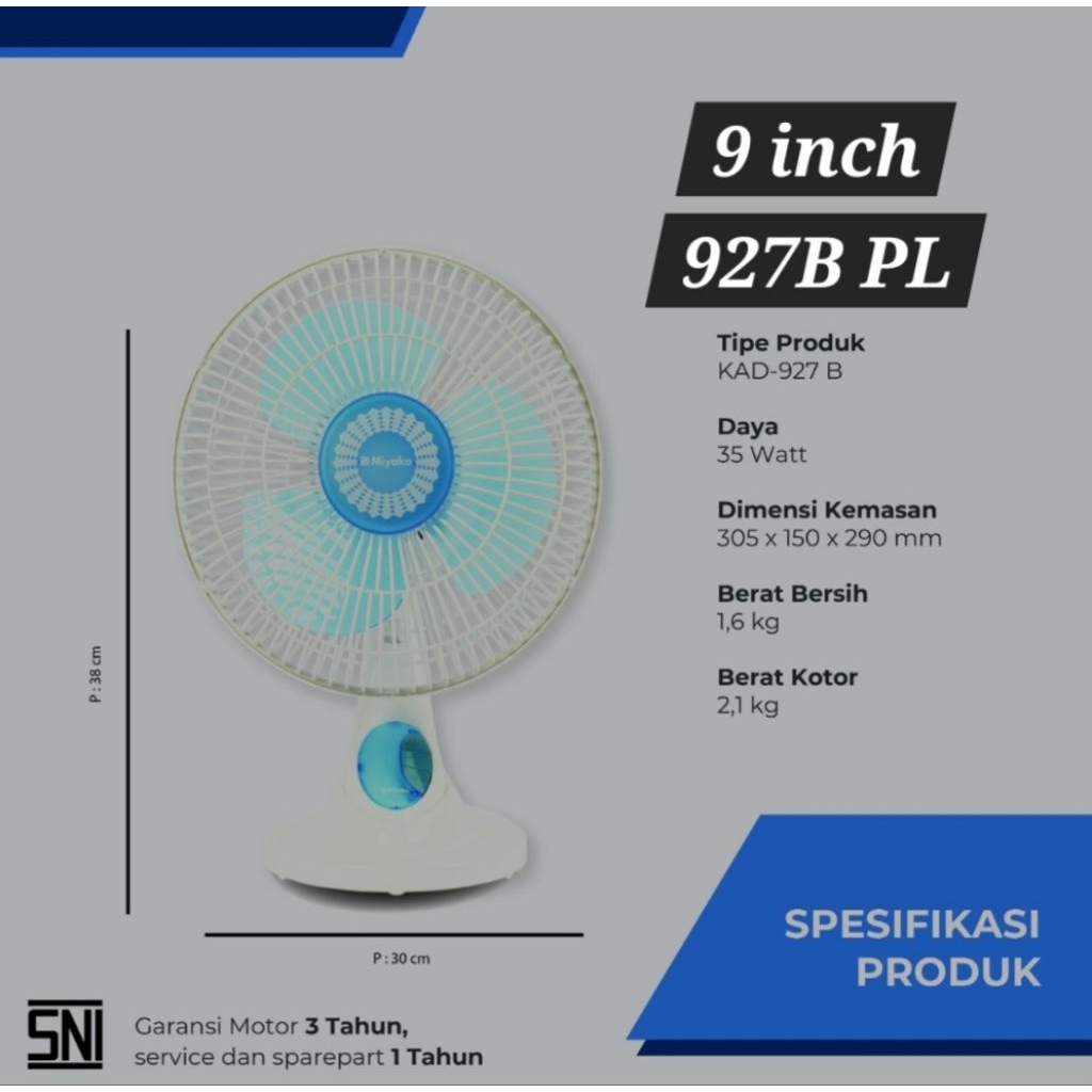 Kipas Angin Desk Fan Miyako 9 inch/12inch