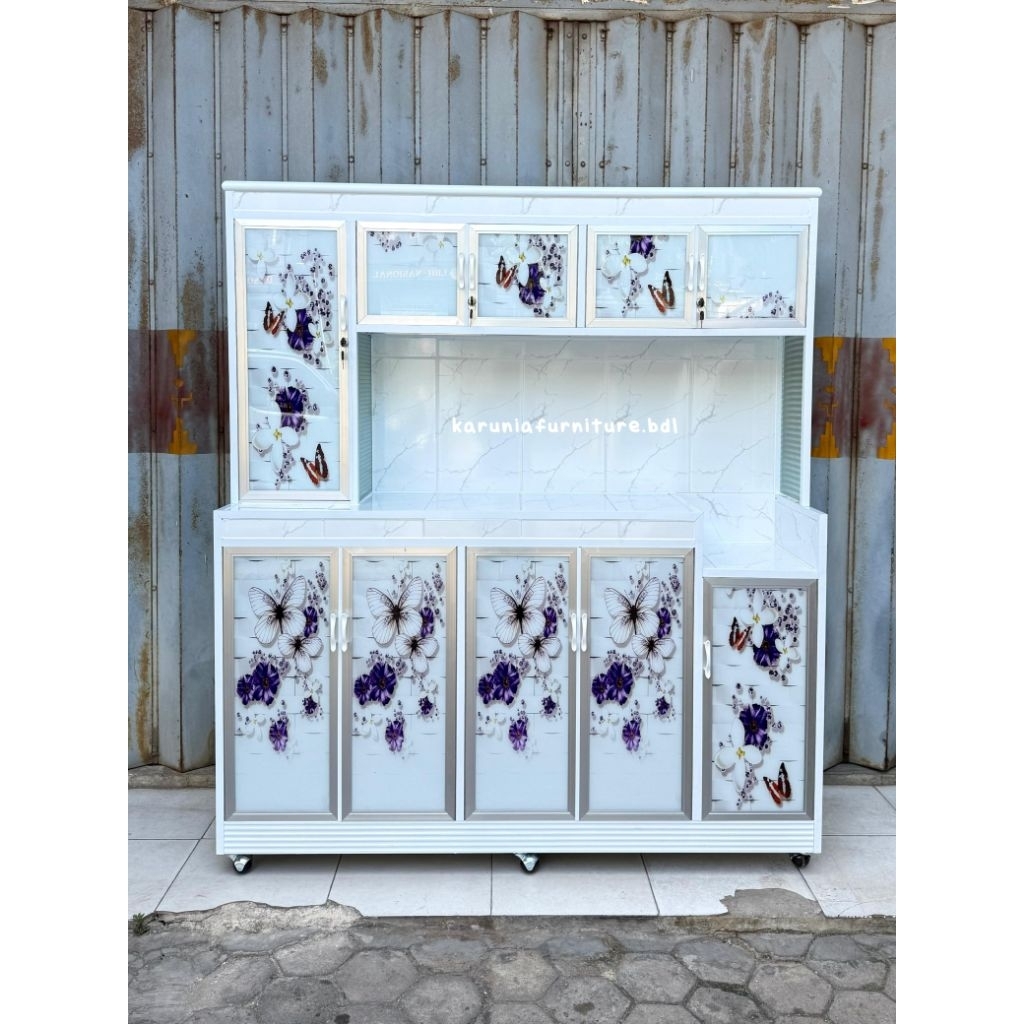 RAK PIRING HOLO 5 PINTU KACA PRINTING | RAK PIRING ALUMINIUM | BISA REQUEST WARNA & MOTIF