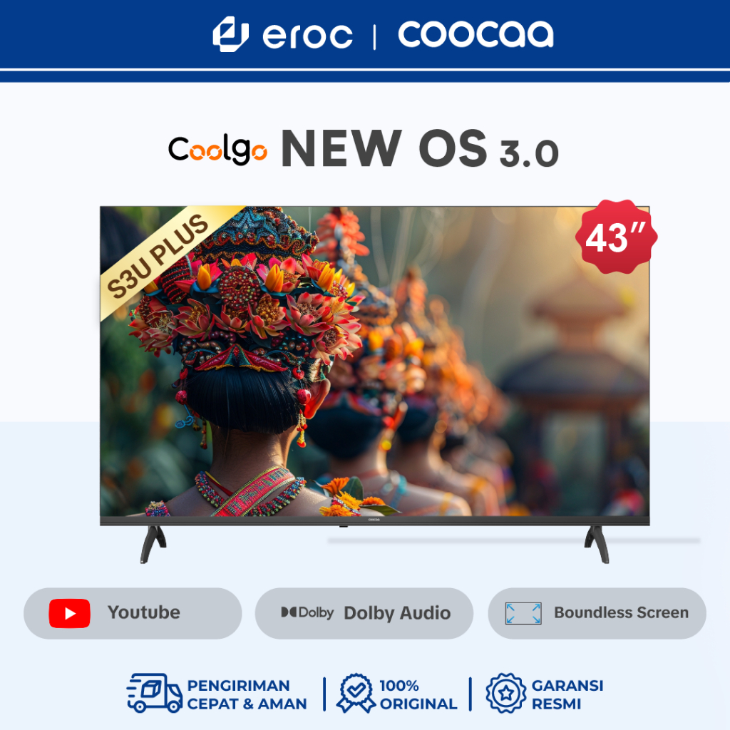 COOCAA Smart TV 43 inch - Coolita 3.0 - 2K LED - Dolby Audio+ COOCAA 43S3U Plus | COOCAA 32S3U Pluss