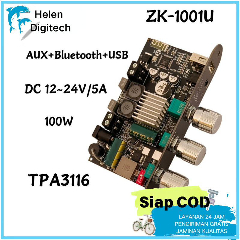 Wuzhi Audio | TPA3116 Amplifier Class D Mono 100W TWS Bluetooth 5.3 Hifi TPA3116D2 Original ZK-1001U