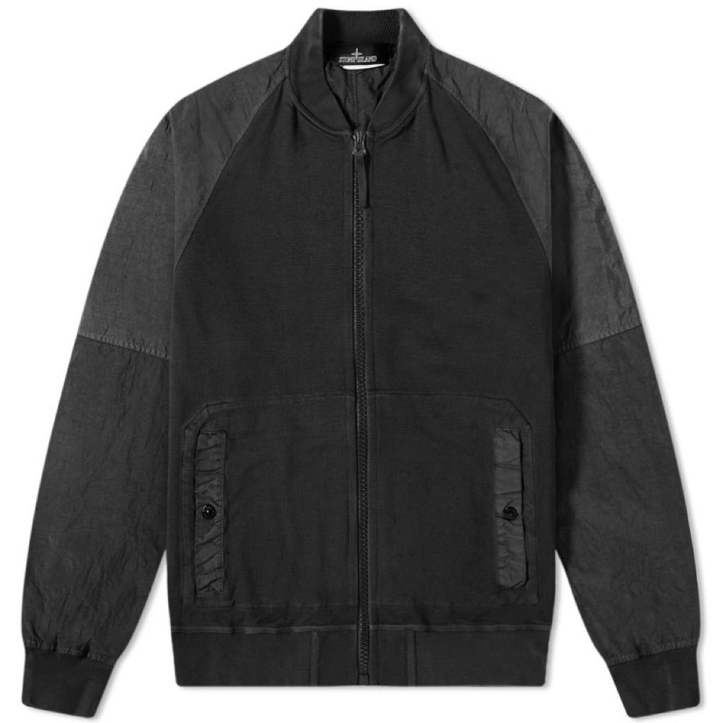 Stone Island 60107 Shadow Project Compact Cotton Bomber Jacket In Black