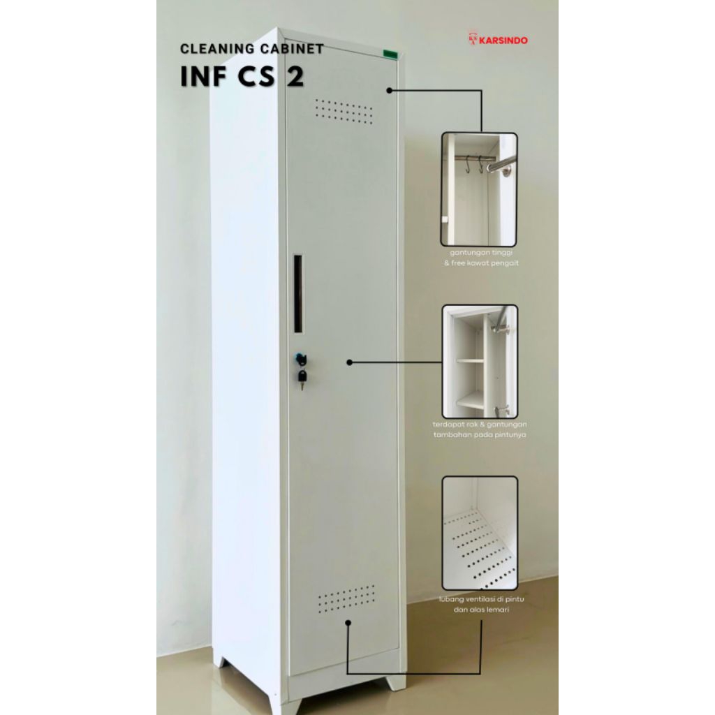 Lemari alat alat kebersihan 1 pintu cleaning wardrobe CS2/ lemari alat alat sapu