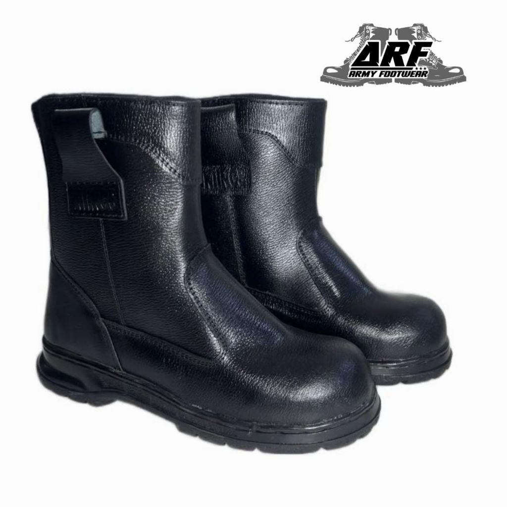 Sepatu bots safety proyek kulit asli anti api anti licin
