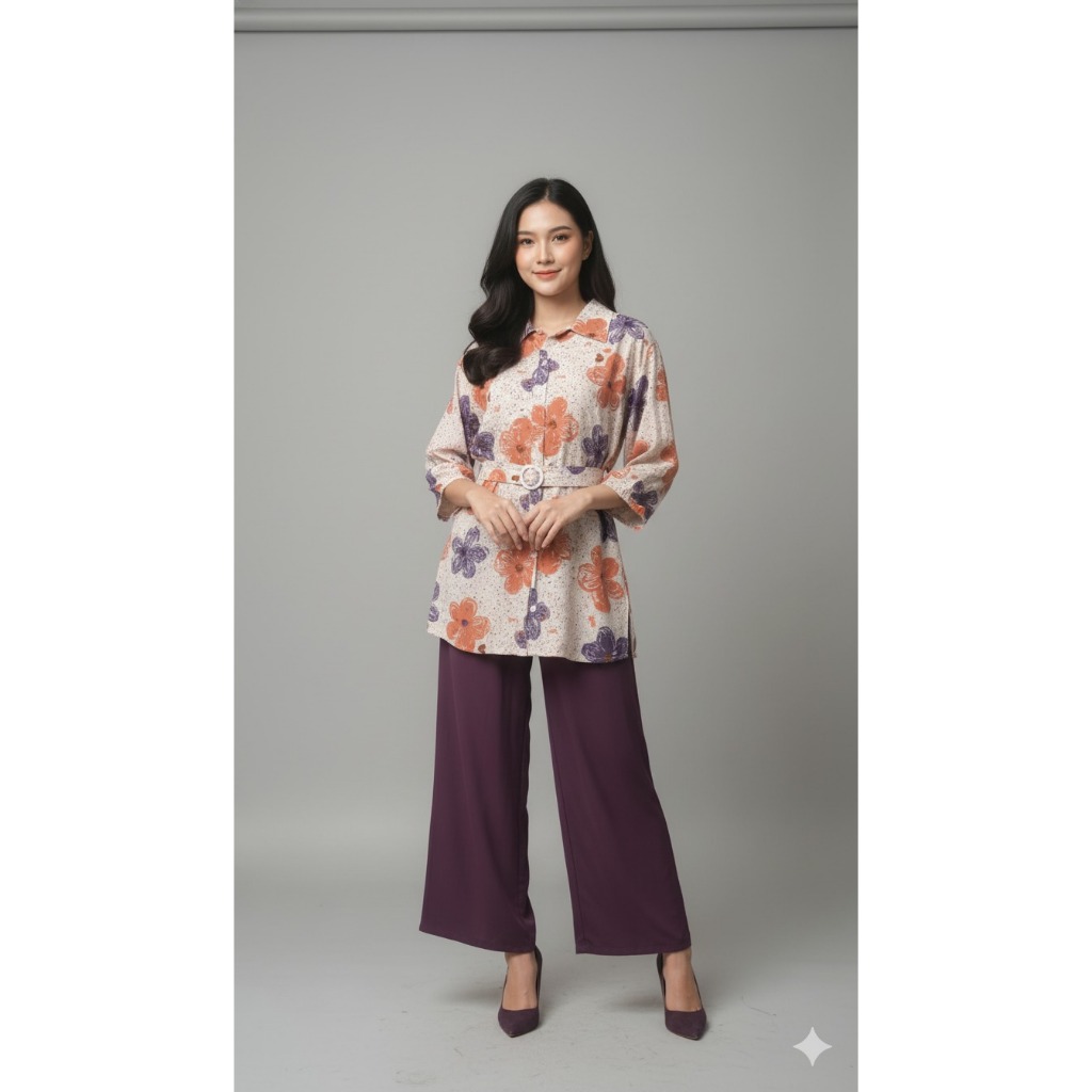 Set Flora XL dan XXL/Set Tunik Motif Flora/Setcel Tunik Crinkle/one set tunik muslimah
