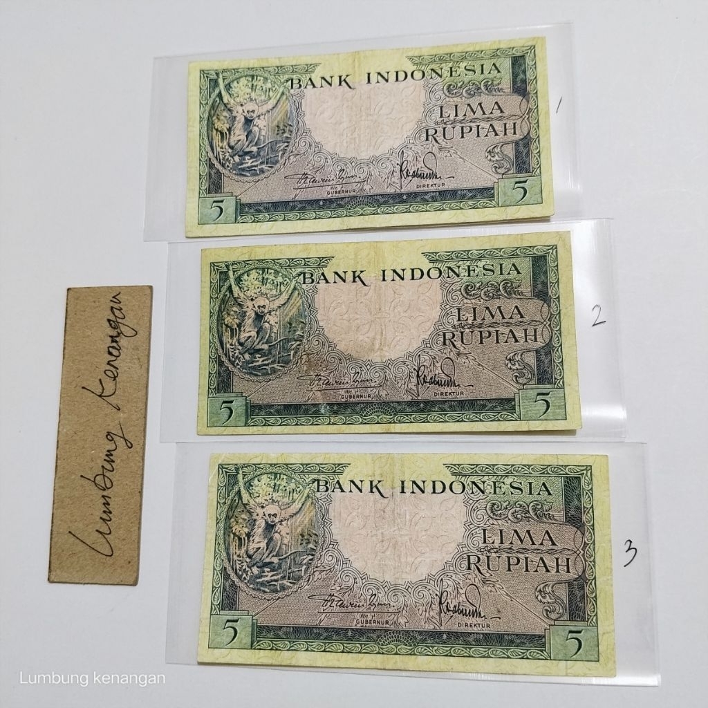 uang kuno seri Hewan 5 Rupiah 1957