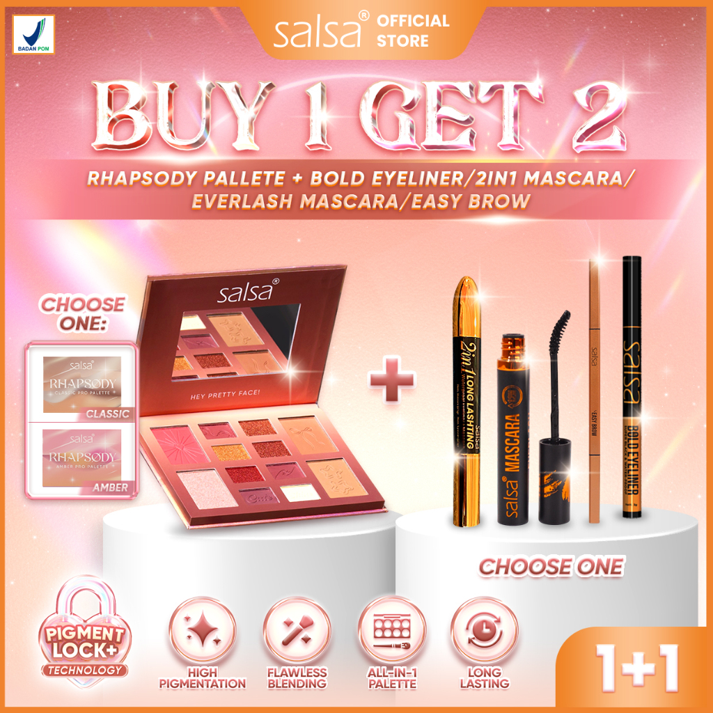 [BUY 1 GET 2] SALSA Compact Makeup Set - Rhapsody Face Pro Palette All in One Makeup Kit | Bold Eyel