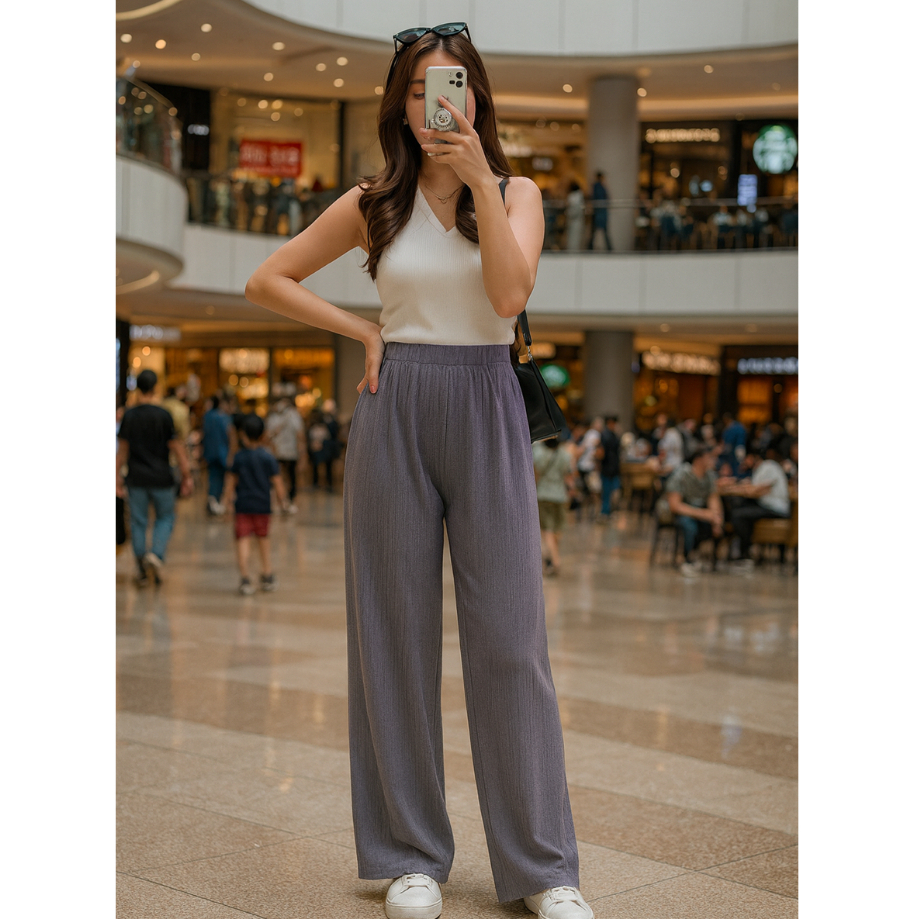 CELANA KULOT RIB BAHAN RIB KNIT HIGHWAIST / CELANA KULOT WANITA / KULOT KNIT HIGHWAIST