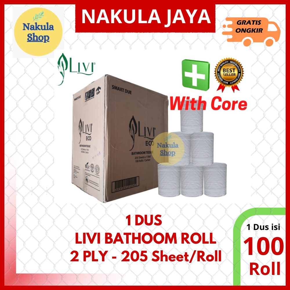 GROSIR 1 DUS Tissue Livi Roll / Tisu Toilet Non Emboss -100 Roll