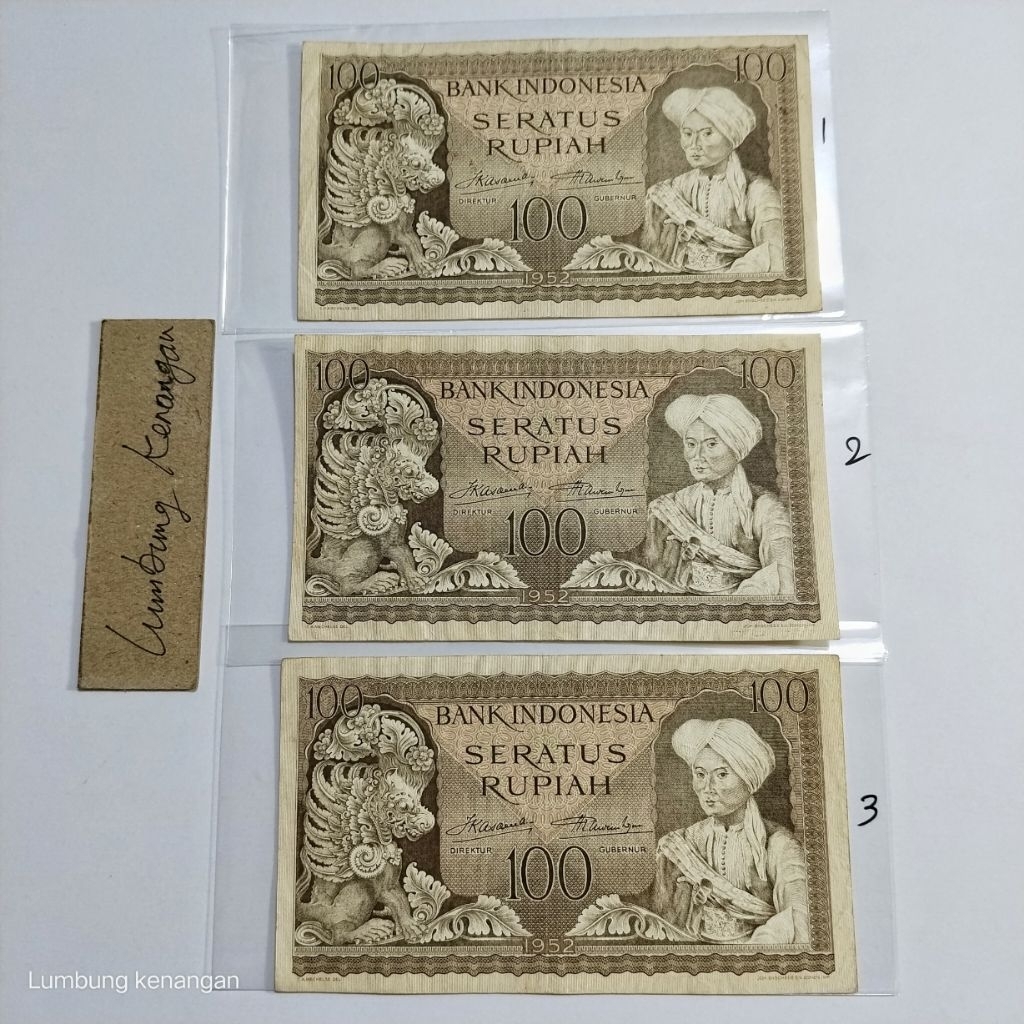 uang kuno seri Budaya 100 Rupiah 1952
