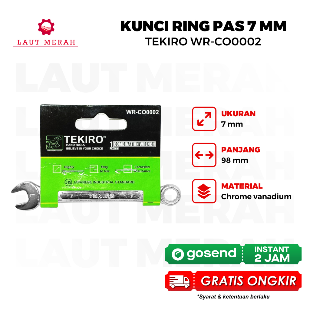 TEKIRO KUNCI RINGPAS 7 MM - RING PAS 7MM - KUNCI KOMBINASI 7 MM - COMBINATION WRENCH 7MM
